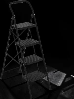 Veloravine 4 Step Ladder, Folding Step Stool for Adults, 330lbs Capacity, Anti-Slip Wide Pedal Design, Matte Black