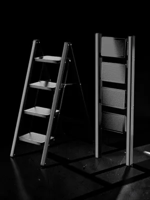 Veloravine 4 Step Folding Ladder, Carbon Steel Step Stool with Anti-Slip Wide Pedals, 330 Lbs Capacity, 46.7-Inch Height