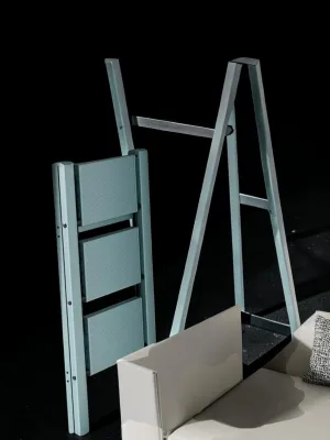 Veloravine 3 Step Ladder, Aluminum Lightweight Folding Step Stool with Anti-Slip Wide Pedal, 330lbs Capacity for Home and Office - Serene Blue