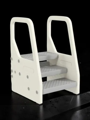 Veloravine Adjustable Height Toddler Step Stool, HDPE Kitchen Helper with Safety Handle, Grey, 16.9 x 16.5 x 25.8 inch