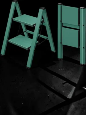 Veloravine 2 Step Ladder, Aluminum Lightweight Folding Step Stool with Anti-Slip Wide Pedals, 330lbs Load Capacity, Green